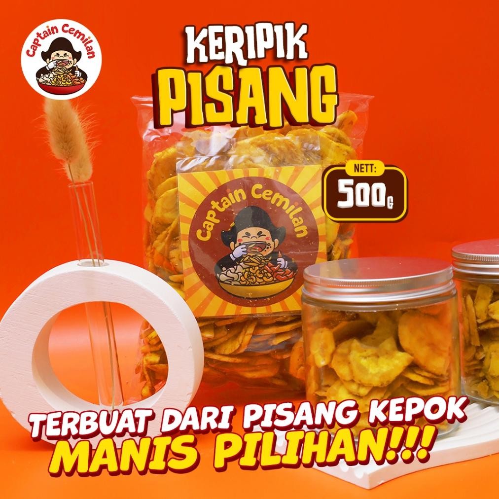 

500Gram Keripik Pisang Manis renyah dibalut lelehan gula pasir Captain Cemilan Nugi
