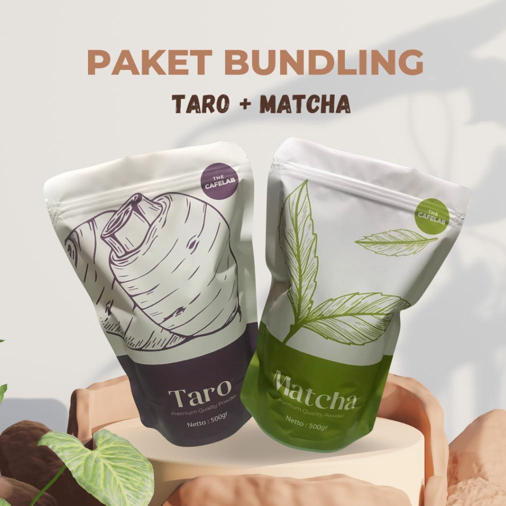 

Bubuk Minuman Rasa Paket Bundling Taro + Matcha Premium 500gr / All Premium dan Terlaris/ Cafelab Nugi