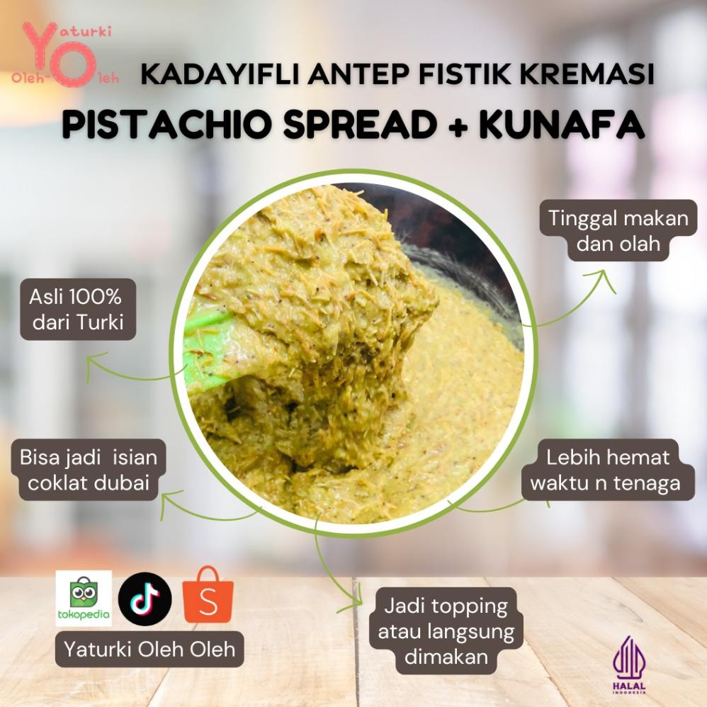 

Pistachio Spread + Kunafa, 100% pistachio asli dri Turki High Quality Nugi