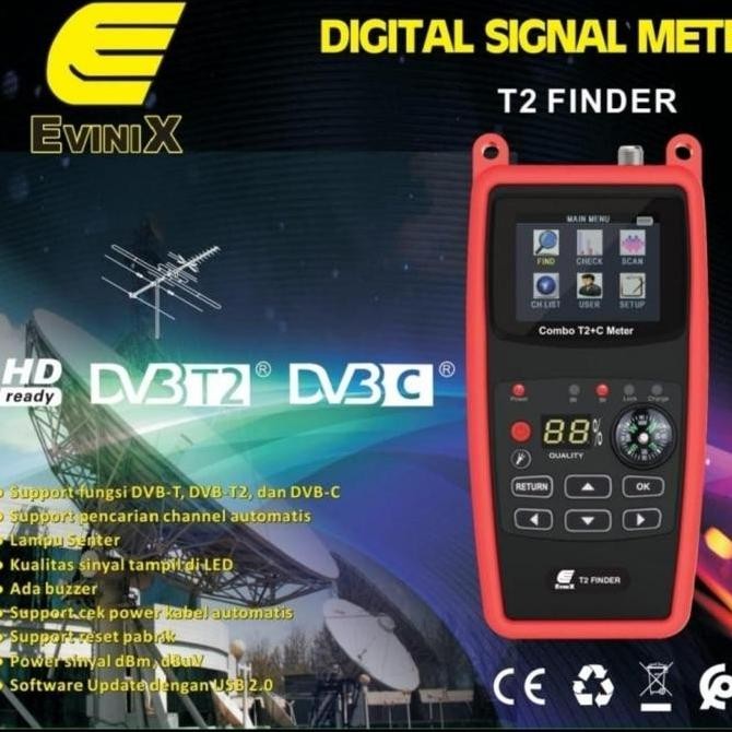 Sale Evinix Digital Signal Meter DVB-T2/C Finder Satelit Alat Tracking TV Digital