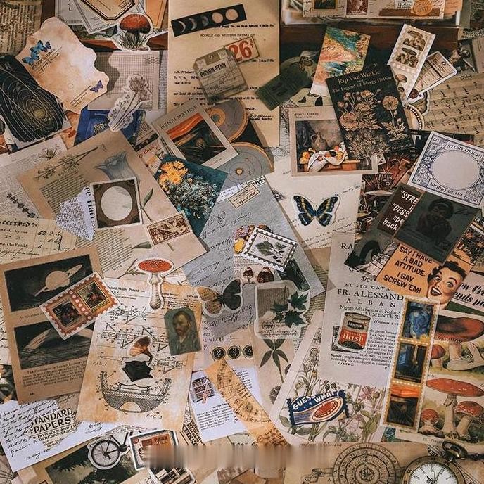 

Winzige 200Pcs Vintage Scrapbook Set Sticker Aesthetic Deco Kertas Jurnal Journal Planner Diary Dekorasi Sticker Kertas