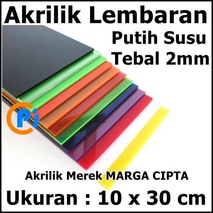 

Acrylic Akrilik Mika Lembaran Ukuran 10 X 30 Cm Tebal 2Mm Putih Susu