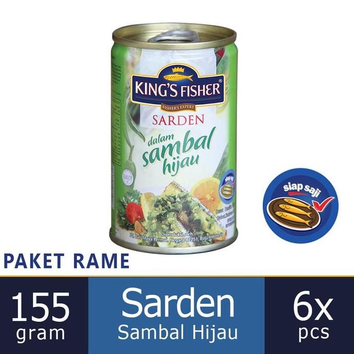 

Paket 6 pcs King's Fisher Sarden mini Sambal Hijau Makanan Kaleng 155g