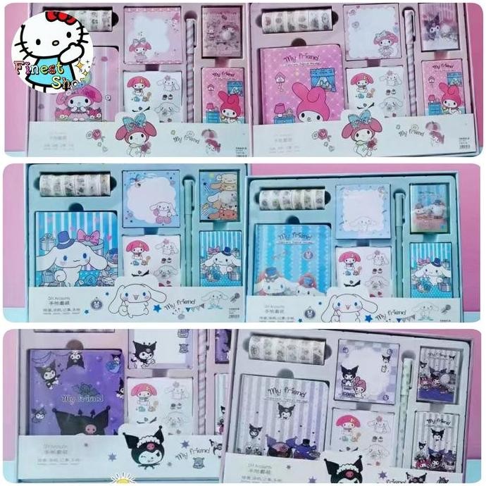 

Paket Diary Set Jurnal 7In1 Sanrio Gift Box Cinnamo Kuromi Melody Kado Buku Stationery Paper