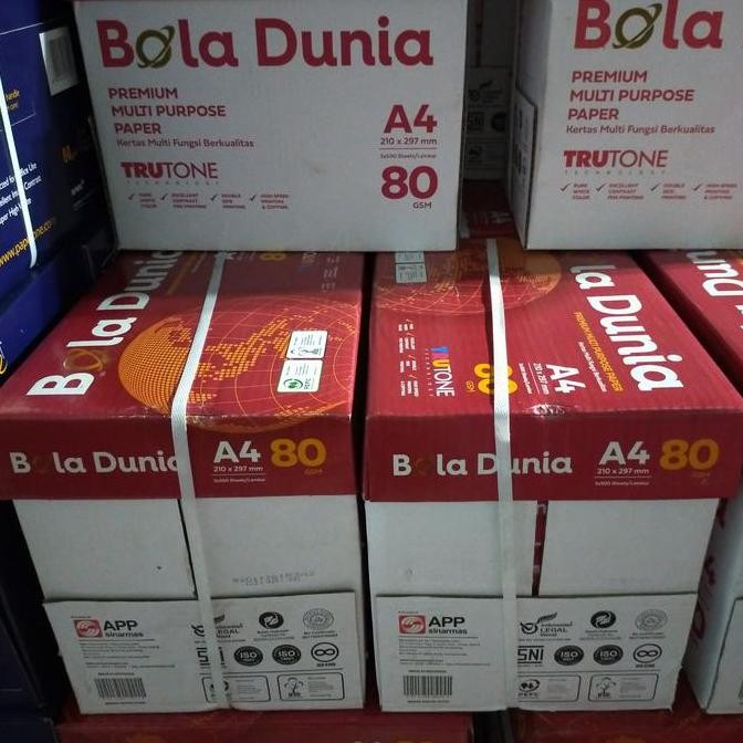 

TERMURAH - hvs bola dunia a4 80 gsm (perdus)