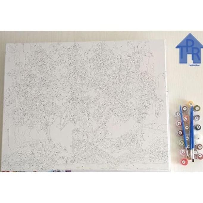

DIY - Set melukis sendiri / paint by number kit - Flowers 40x50cm.