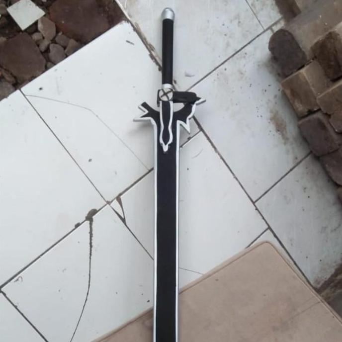 Stok Sj Pedang Anime Sword Art Online Kirito Elucidator || Mainan Pedang Kayu