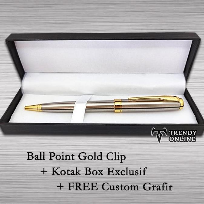 

Pulpen Stainless Klip Emas + Kotak Box + Free Grafir Cetak Nama