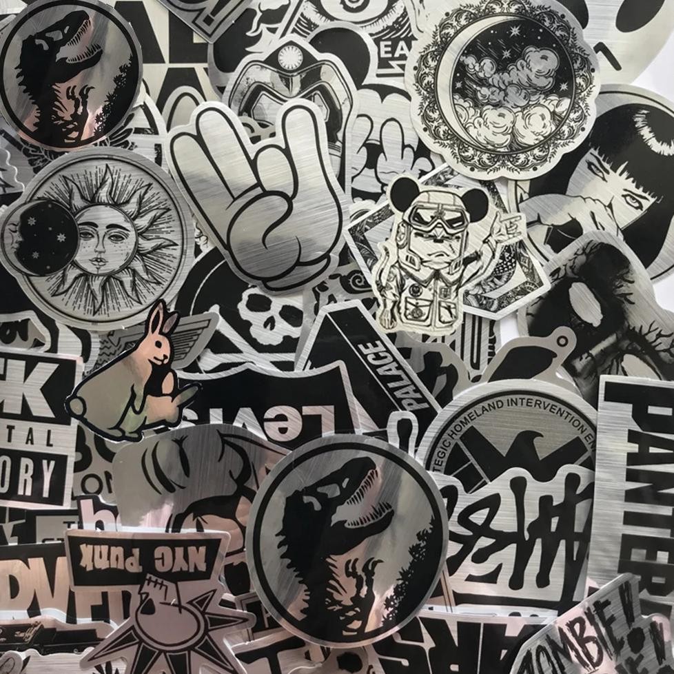 

10/30/50/100Pcs Imitating Metal Brand Logo Rock Band Stickers Graffiti Phone Guitar Laptop Cool Pvc Waterproof Sticker Kids Toys