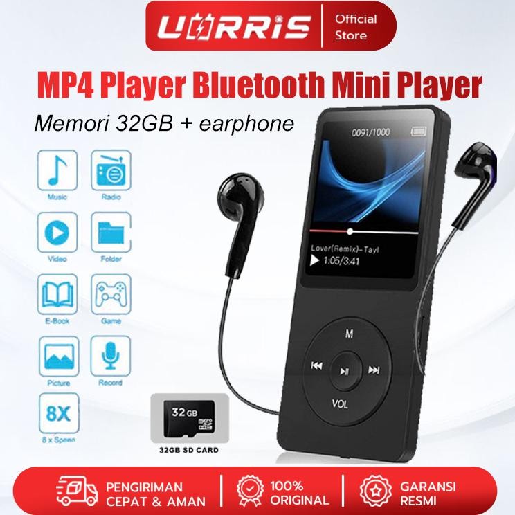 Uorris Mp4 Player Bluetooth Mp3 Mini Player Bluetooth Mp3 Bluetooth Speaker Free 32Gb Card Usbtype C