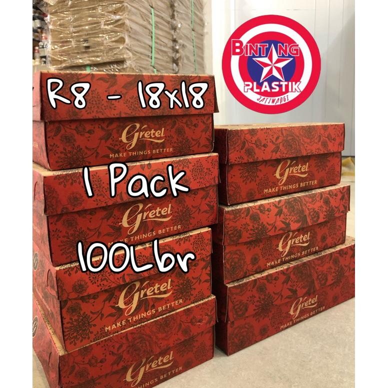 

TOP BRAND!! [ 1 Pak 100Lbr ] Dus Nasi / Kue Snack Box Kraft Batik Uk R8 - 18x18 Gretel Brown Hansel FoodGrade MAJALENGKA Nugi