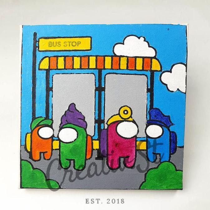 

Paint By Number 20x20cm Cartoon Series Among Us [Kreate Kit] DIY Painting Kit Canvas Kanvas Lukis