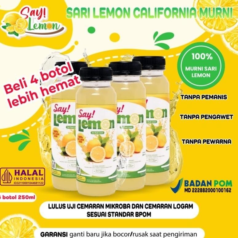 

Saylemon 4 botol 250 ml BPOM Sari Jus juice Air Lemon Peras Asli Ori Original 100% Murni Fresh Segar Sehat Menyehatkan Daya Tahan Tubuh Diet Detox Detoks Langsing Pelangsing Melangsingkan Vitamin C Nugi