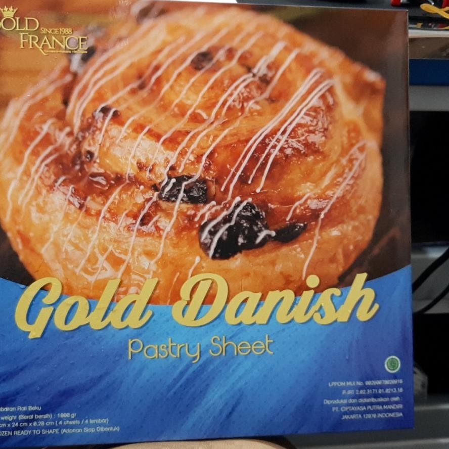

GOLD FRANCE DANISH PASTRY SHEET 24x24=4LBR 750GR KHUSUS OJOL INSTANT Nugi