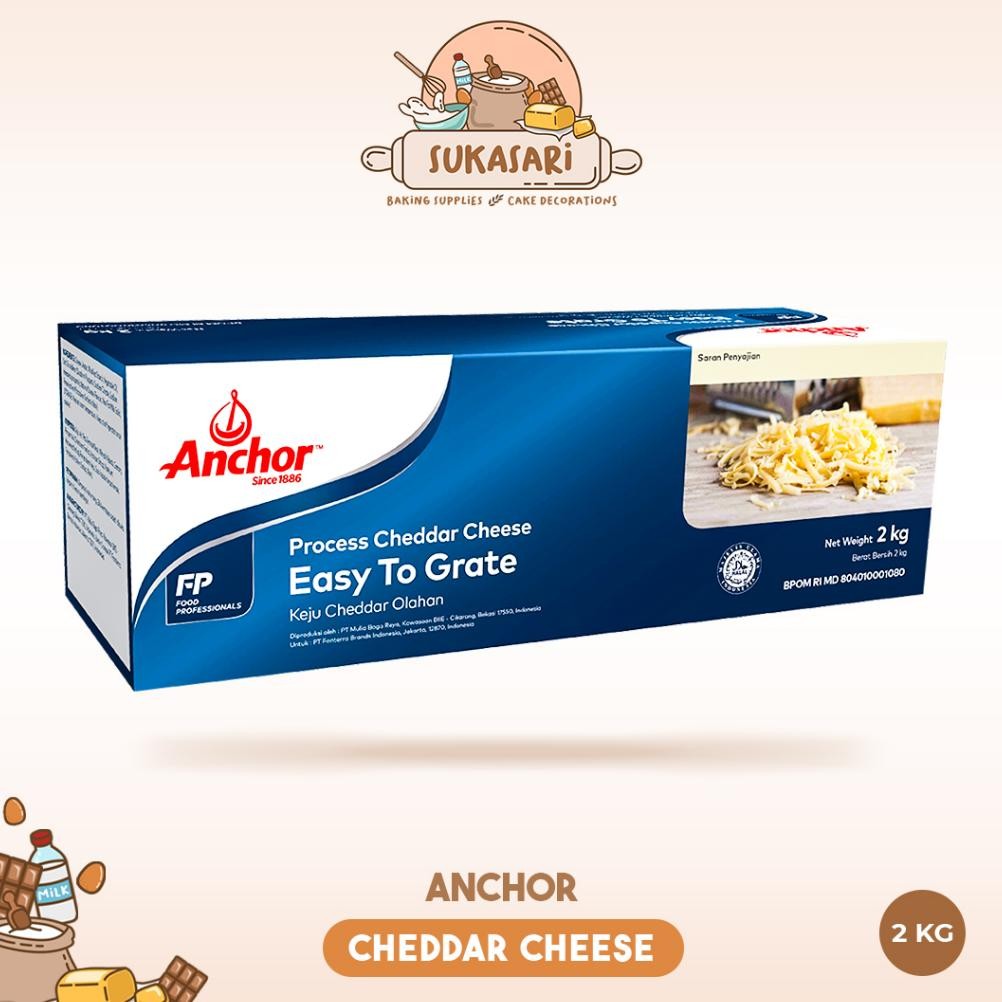 

Sukasari - Anchor Cheddar Cheese 2kg / Keju Parut Cheddar Anchor / Easy to Grate Cheddar Cheese Etg Nugi