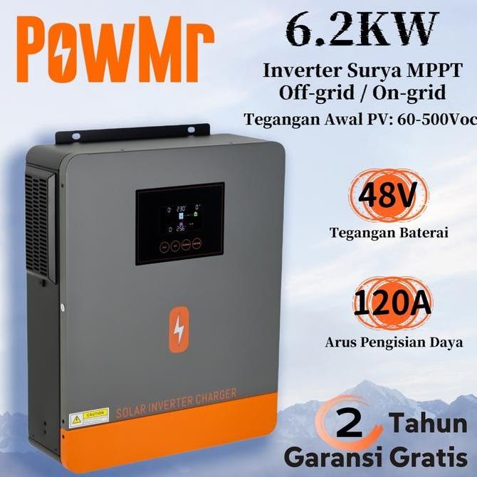 PowMr 6.2KW Hybrid Solar Inverter Hybrid Grid Tie MPPT Hybrid Inverter 48V 500VDC Off-Grid / Grid Ti