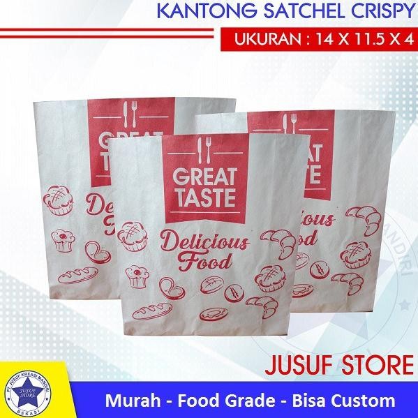 

Paperbag foodgrade ukuran 14x11x4cm, kantong crispy cetak universal Nugi