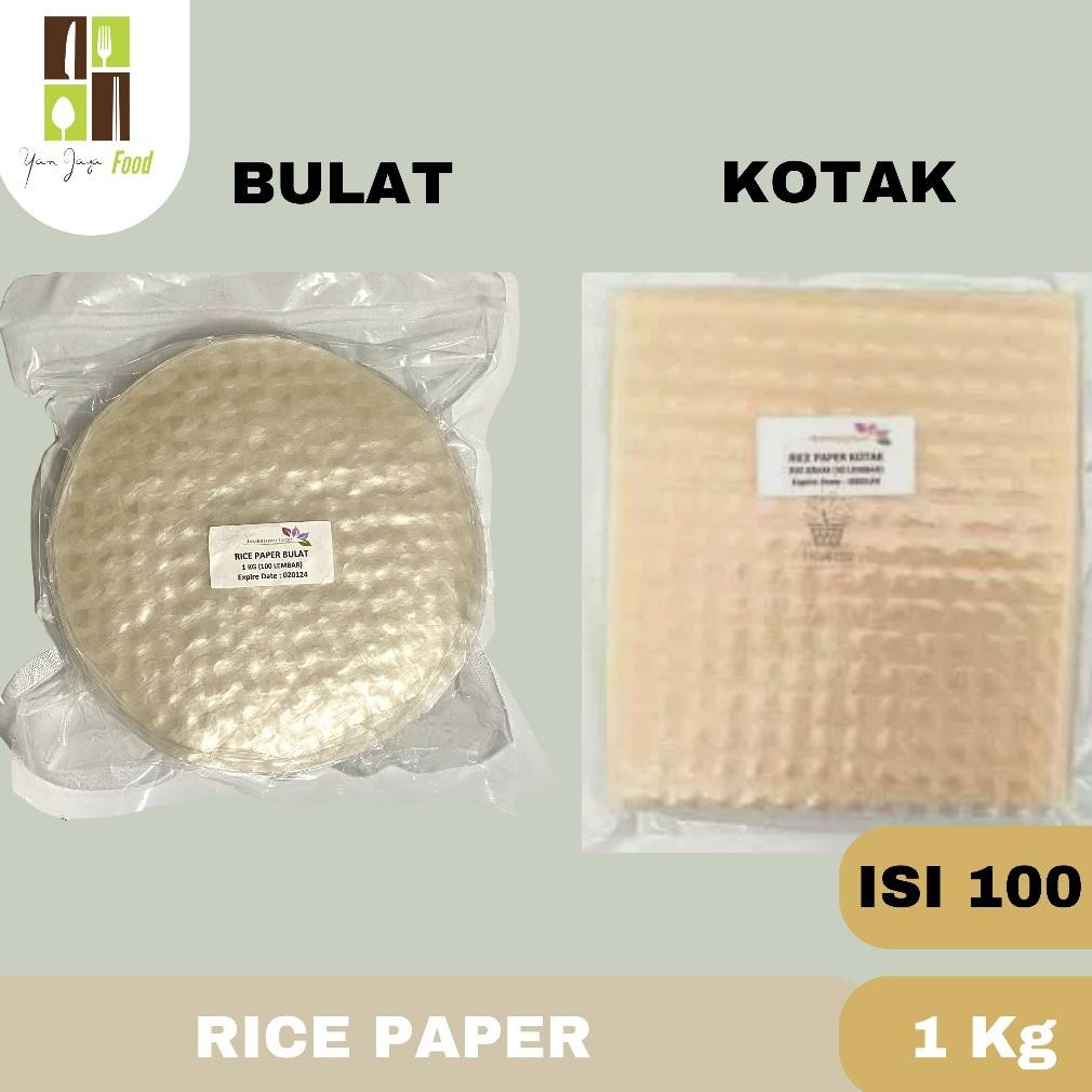 

Rice Paper Kotak Kulit Transparant Lumpia Vietnam Bulat / Kotak 100 Lembar Nugi