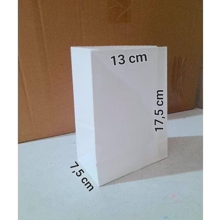 

Kantong Kertas Makanan Kemasan Paper Bag Putih 100 Pcs Nugi