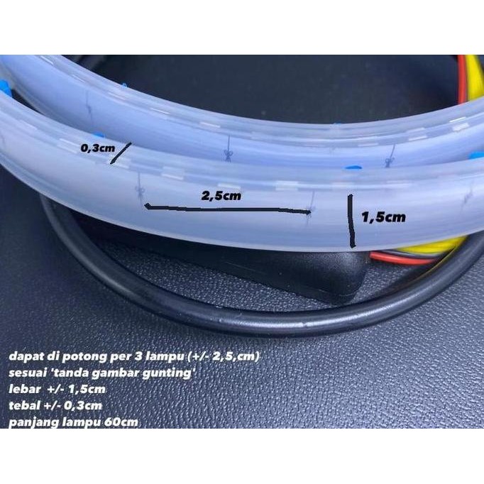 LAMPU DAJJAL LAMPU MOTOR  TERANG LAMPU LED ALIS DRL FLEKSIBLE 60 CM SEIN RUNNING 12 VOLT 24 VOLT LED