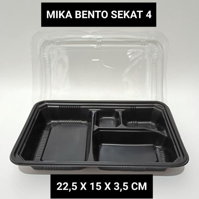 MIKA Bento Sekat 4 Persegi / Tray Mika Bento Sekat 4 Tahan Panas Isi 25 Pcs Nugi