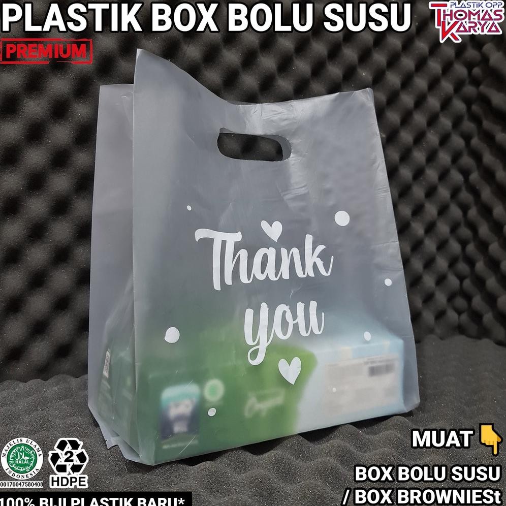 

Plastik Bolu Susu Motif THANK YOU Isi 50 Kantong HD Box Brownies Take Away Bening Nugi