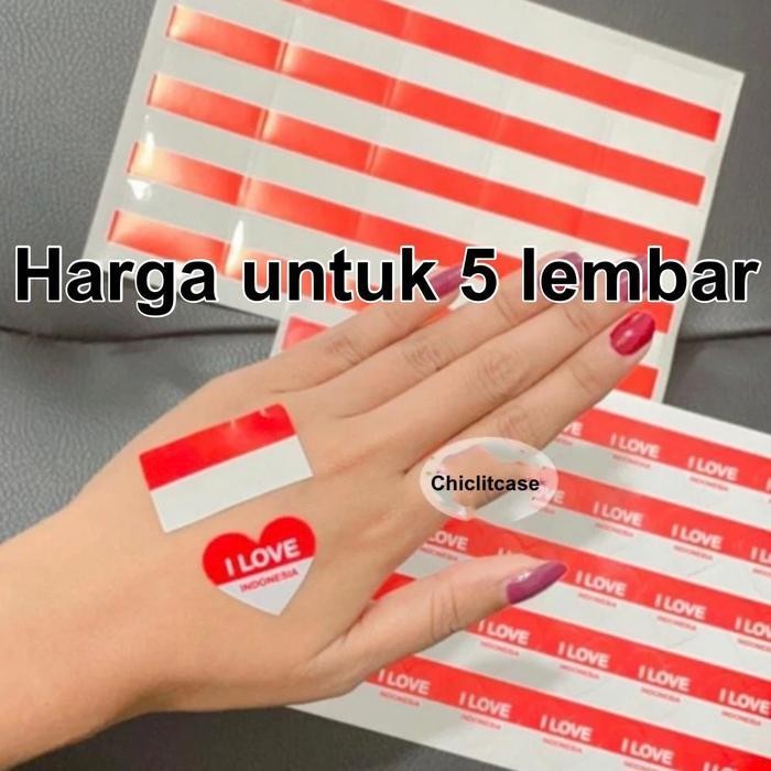 

Stiker Pipi Bendera Merah Putih 5 Lembar / Sticker Bendera Hati Merah Putih / Dekorasi Pesta Dirgahayu Kemerdekaan Ri 17 Agustus