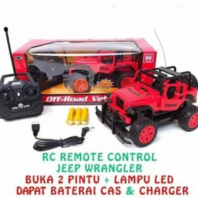 mainan mobil remote control jeep 1:18 Jeep wrangler baterai recharge