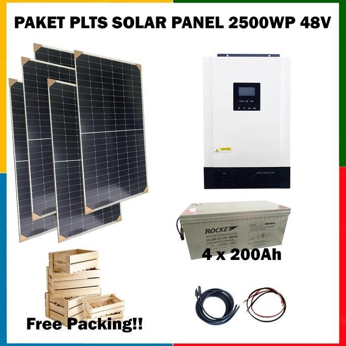 HARGA DISC - Paket PLTS Hybrid On-Off grid 2500WP 200Ah x4 48V PLN