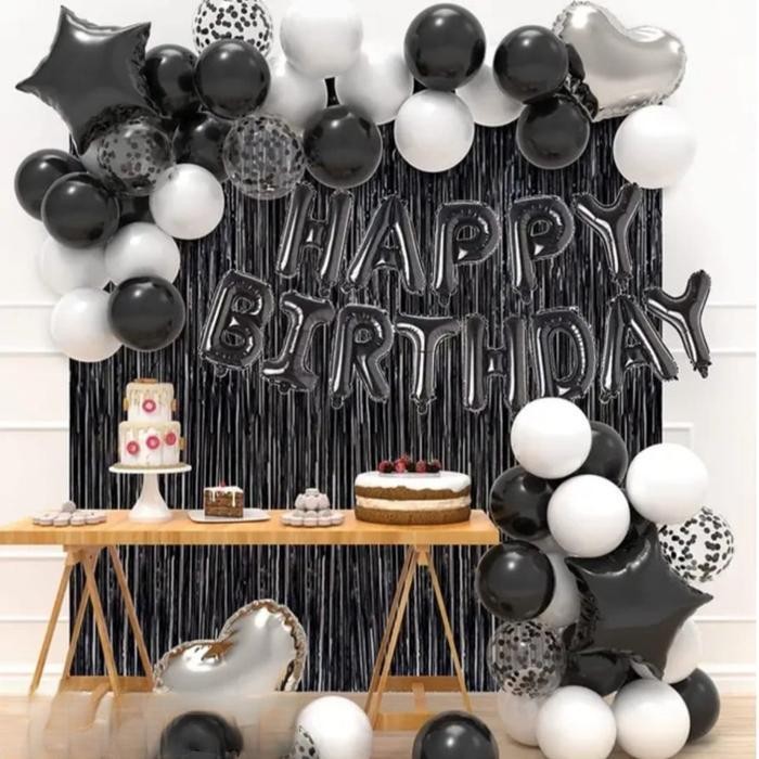 Paket Set Dekorasi Acara Pesta Ulang Tahun Lengkap Gratis Balon Angka Ulang Tahun Biru Latex Putih