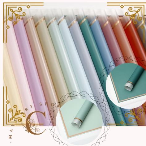 

[20 Lembar] Kertas Buket Bunga 1 Pak - Flower Wrapping Paper Cellophane Varian Transparent Gold List - Flower Wrap Line Frame Bingkai Emas Transparan - Flower Bouquet Bungkus Kado Florist Korea Style 58 x 58 cm Murah Nugi