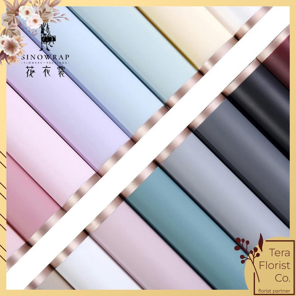 

20 Lembar Cellophane Rose Gold Frame List Kertas Bunga Flower Wrapping Kertas Buket Wrap Paper Bungkus Bouquet Waterproof Pembungkus Kado P.GDM Nugi