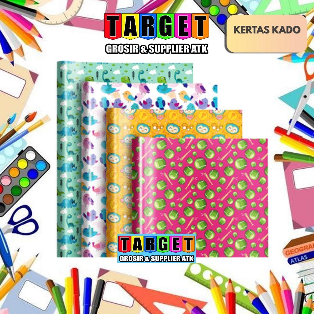 

KERTAS KADO / BUNGKUS MOTIF KARAKTER / GIFT WRAP BATIK WARNA FANCY (1 PACK = 50 PCS) Nugi