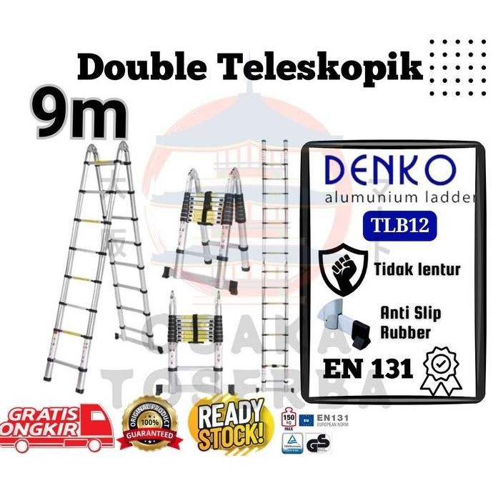 Terlaris Tangga Double Teleskopik 9M Denko ( 4.5M X 4.5M ) Tangga Lipat Teleskopik 9 Meter - Tlb12