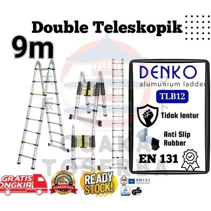 Terlaris Tangga Double Teleskopik 9M Denko ( 4.5M X 4.5M ) Tangga Lipat Teleskopik 9 Meter - Tlb12