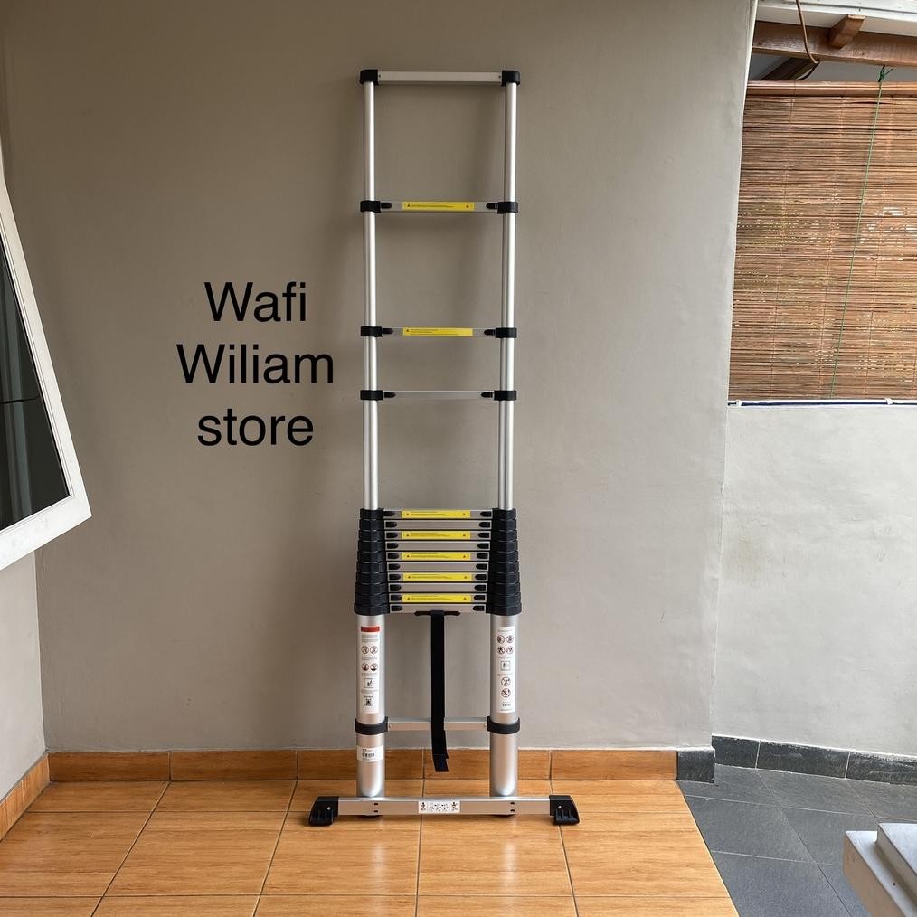 Terlaris Krisbow Fixsteps Tangga Lipat Aluminium Teleskopik Single 5,1 Meter