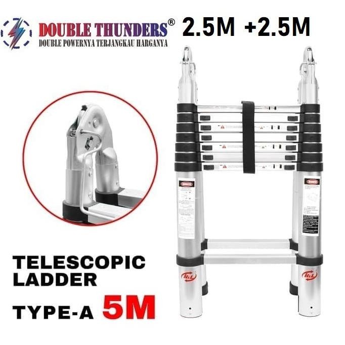 Terlaris Tangga Lipat Teleskopik 5M Double Type A Double Thunder 2.5 + 2.5