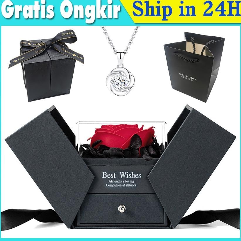 

Eternal Rose Gift Box / Kotak Perhiasan Kado Kalung Cincin Lamaran Mawar /Gift Box Mawar Visual Experience Nugi