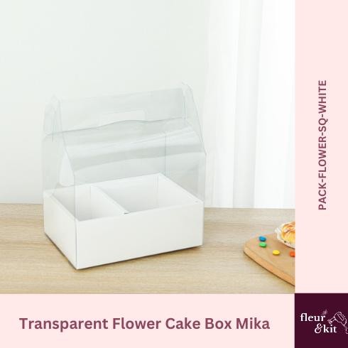 

Transparent Flower Cake Box Mika - Kotak Bunga Kue Putih White Nugi