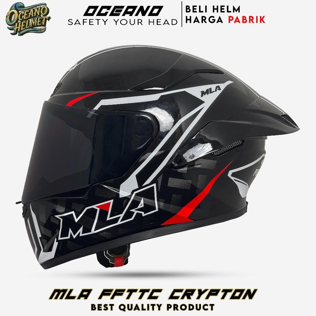 Terlaris Helm Full Face Mla Ttc Crypton | Motif Protection Kaca Hitam | Helm Paket Ganteng Dewasa Sn