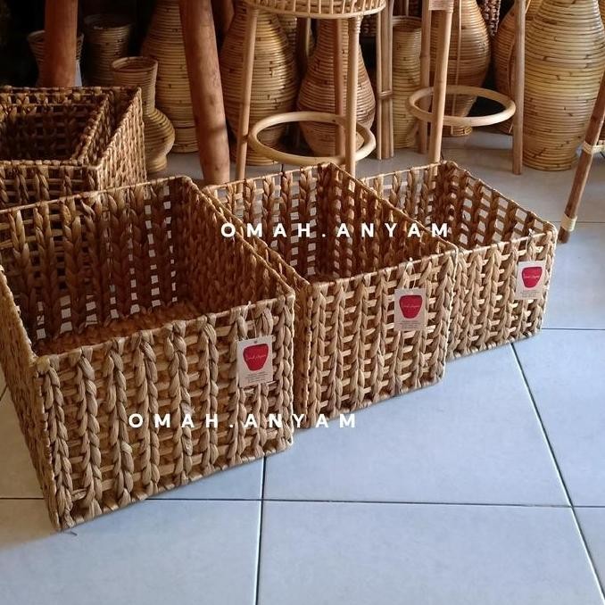 Keranjang anyam eceng gondok | Storage Eceng gondok | Keranjang anyam Kerawang Eceng Gondok Penyimpa