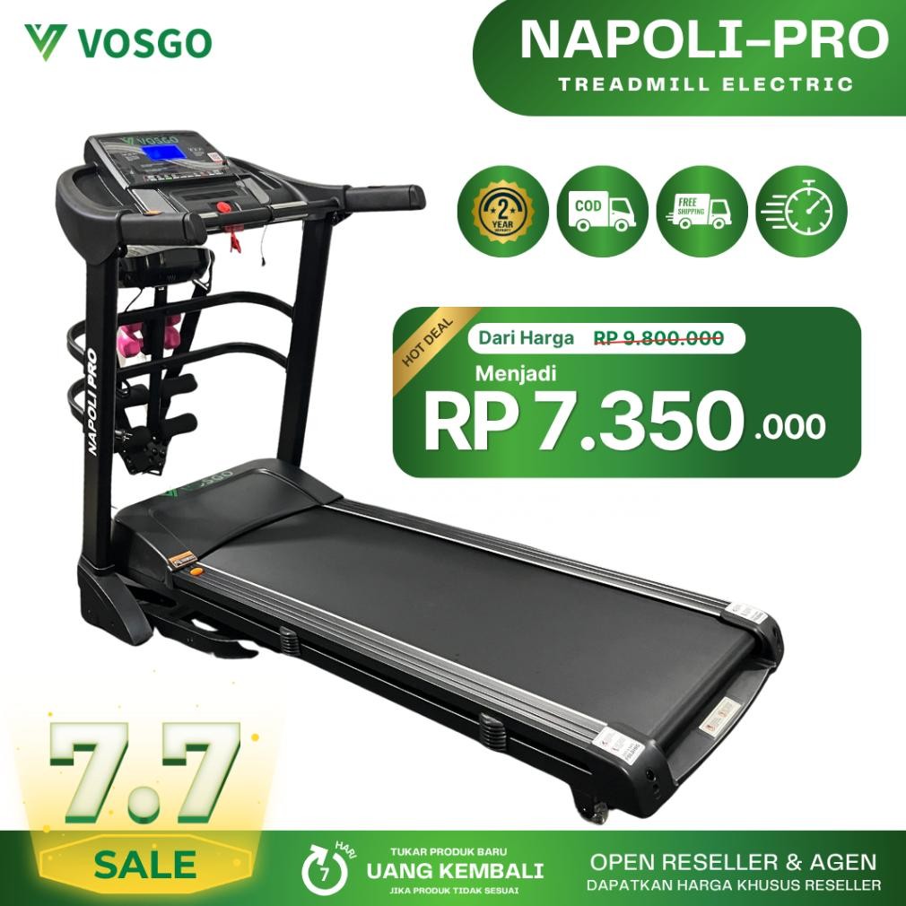 VOSGO Fitness NAPOLI PRO Alat Olahraga Treadmill Elektrik Listrik 3 HP Garansi Resmi 2 Tahun Murah R