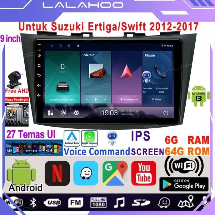 TERMURAH - Ada Kipas Pendingin9 Inch 6G+64G Android 13 Head Unit Untuk Ertiga/Swift 2012-2017 Termas