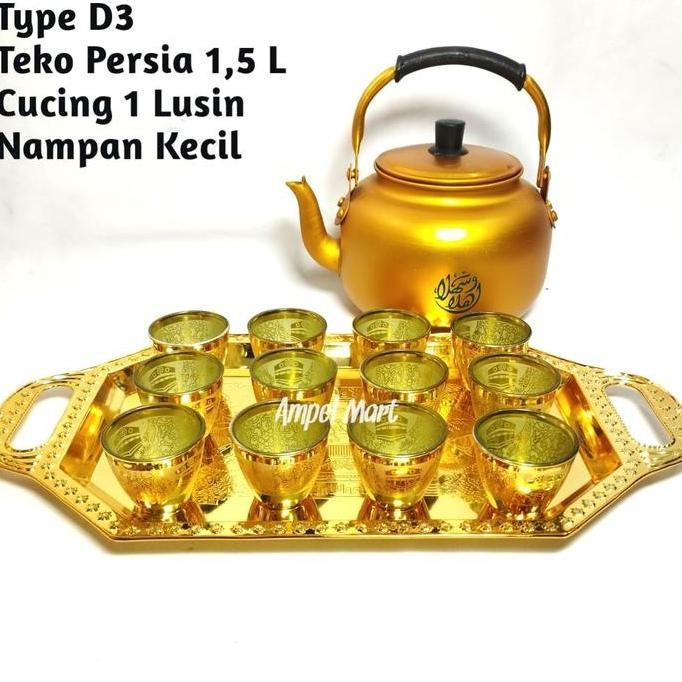 1 SET TEKO, GELAS DAN NAMPAN UNTUK AIR ZAM ZAM || HAJI UMROH SOUVENIR HAJI UMROH