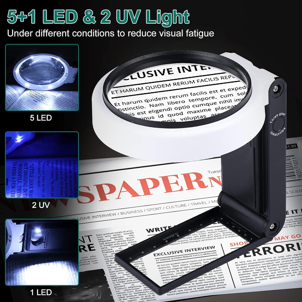 

FOX Kaca Pembesar Folding Genggam Magnifier Glass 6x 25x with LED UV - TH-7018-A Original 99 Engine