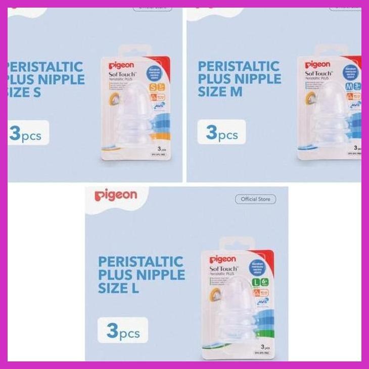 Promo Pigeon Peristaltic Plus Wide Neck Nipple Isi 3 Pcs