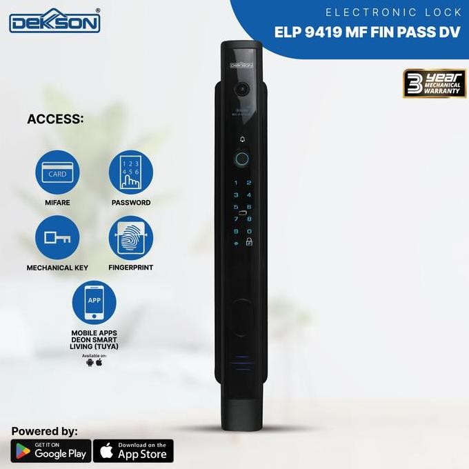 Dekkson Electronic Lock ELP 9419 MF FIN PASS DV Hitam