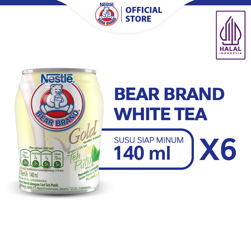 

BEAR BRAND Susu Kaleng White Tea Susu Steril 140ml x 6 pcs