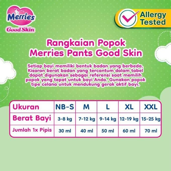 [Promo 2 Ball] Merries Pants Good Skin Popok Sekali Pakai Celana Nb-S40/M34/L30/Xl26/Xxl18 Bayi Katu