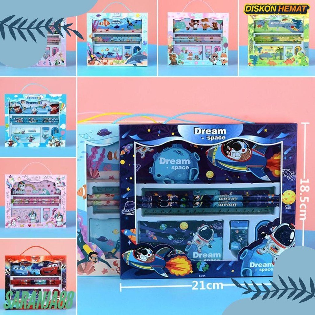 

Set Atk Gift Box Kids Anak Animal Bear Ocean Bunny Rabbit Car Spiderman Doraemon Penggaris Penghapus Rautan / 1 Set Pencil P15 Terlaris! Produk Ini Banyak Dicari